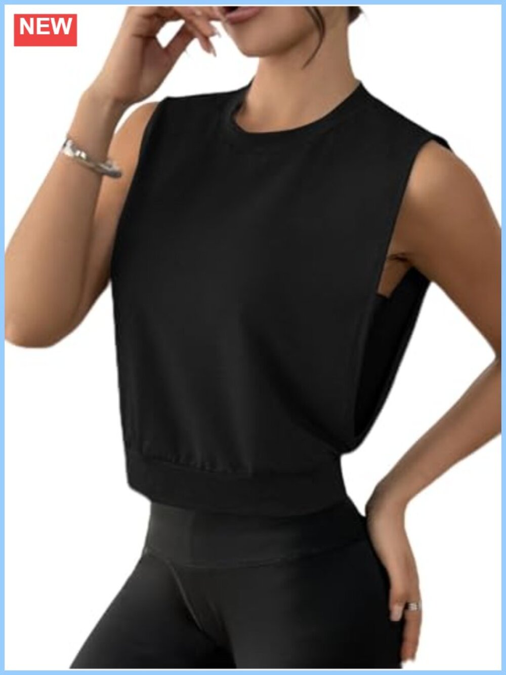 Cropped Muscle Tank Open Side Workout Top Loose Fit
